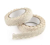 FEPITO Cinta de encaje de color crema cinta de encaje autoadhesiva cinta de encaje adorno de encaje cinta de álbum de recortes suministros para hacer tarjetas