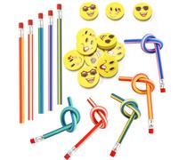 FEPITO Juego de 62 piezas de relleno para bolsas de fiesta para niños, lápices y borradores flexibles suaves y flexibles, Estilo aleatorio