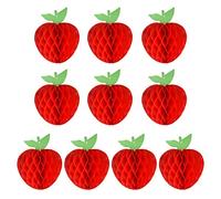 FEPITO pulgadas de tejido de manzana Panal colgando Papel rojo Decoraciones de manzana Decoración de frutas para el regreso a la escuela, Baby Shower (Red, 10Pcs)