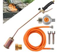 Fepro Quemador de gas con manguera de 4,5 m, reductor de presión de 4 bares y accesorios, 58 kW - ideal para destruir malas hierbas, encendedores, soldadura de betún, etc.