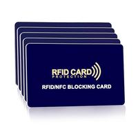 Fepukew Paquete de 5 tarjetas de bloqueo RFID, protección completa de cartera, tarjeta de débito NFC sin contacto, protector de pasaporte, juego para hombres y mujeres, diseño delgado que cabe