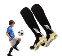 FEQDWOX 2 Pares Calcetines Antideslizantes Hombre, Anti Grip, Deporte Altos Algodon Antiampollas Deportivos Largos Transpirables para Senderismo Trekking Running, Medias Hombre