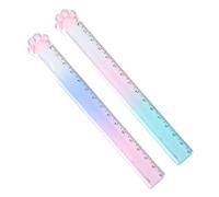 FEQDWOX 2 Piezas Gobernante de Plástico, para Medir, Subrayar y Trazar Líneas Claras y Precisas, Regla en Forma de Pata de Gato, Regla 15 cm Escolar