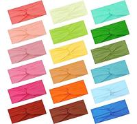 FEQO 18 Piezas Diademas Mujer Elástica Cintas de Pelo Elásticas Diademas Turbante Nudo Diadema Deportiva Diademas Anchas para Niñas, 18 Colores