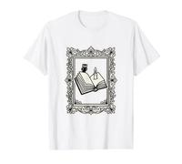 Feral About Fiction, Dark Academia Owl y Candle Book Lover Camiseta gráfica económica, Hombre, Blanco, M