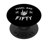 Feral and Fifty Rock Hand Bats 50 Cumpleaños Celebración PopSockets PopGrip Adhesivo