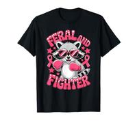 Feral and Fighter Breast Cancer Awareness Boxing Raccoon Camiseta