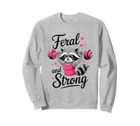 Feral and Strong Breast Cancer Awareness Gym Raccoon Sudadera