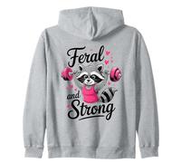Feral and Strong Breast Cancer Awareness Gym Raccoon Sudadera con Capucha