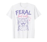 Feral But Cute Cat Lover Funny Chaotic Kitten Owner Camiseta