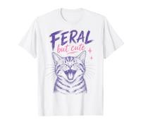Feral But Cute Cat Lover Funny Chaotic Kitten Owner Camiseta