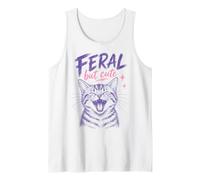 Feral But Cute Cat Lover Funny Chaotic Kitten Owner Camiseta sin Mangas