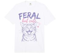 Feral But Cute Cat Lover Funny Chaotic Kitten Owner Comfort Colors Adult Heavyweight T-Shirt