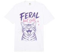 Feral But Cute Cat Lover Funny Chaotic Kitten Owner Comfort Colors Adult Heavyweight T-Shirt