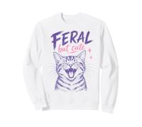 Feral But Cute Cat Lover Funny Chaotic Kitten Owner Sudadera