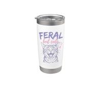 Feral But Cute Cat Lover Funny Chaotic Kitten Owner Vaso térmico de acero inoxidable de doble pared