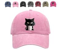 Feral but Fashionable - Cat Hat Edition, Adjustable Frownster Cat Coffee Hat, Grumpy Cat Coffee Cap for Women and Men (Pink,Talla única)