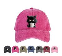Feral but Fashionable Cat Hat Edition, Grumpy Cat Coffee Cap, Lightweight Breathable Material Cat Snapback Hat for Men Women (Pink)