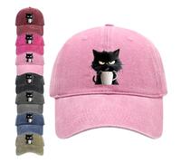 Feral but Fashionable Cat Hat Edition, Grumpy Cat Coffee Hat for Men Women, Adjustable Feral Cat Trucker Baseball Coffee Cap, Lightweight and Breathable, Adjustable (Pink)