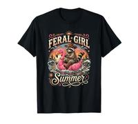 Feral Girl Summer Raccoon Cowboy Flamingo Despedida de Soltera Camiseta