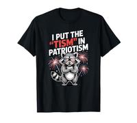 Feral I Put The Tism in Patriotism Bandera de Estados Unidos Mapache Autismo Camiseta