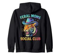 Feral Moms Social Club Tiger Cowboy Hat Western Retro Mujer Sudadera con Capucha