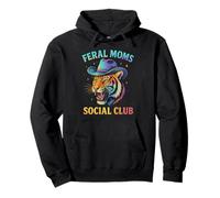 Feral Moms Social Club Tiger Cowboy Hat Western Retro Mujer Sudadera con Capucha
