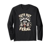 Feral Raccoon Hot Chocolate Winter Vibes Cozy Cocoa Manga Larga