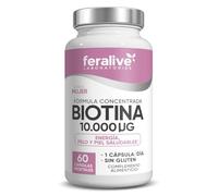 Feralive Laboratories Biotina 10.000μg 60 Cápsulas - Fórmula Concentrada para Piel, Pelo y Uñas Saludables - Suplemento de Alta Potencia para Belleza Integral