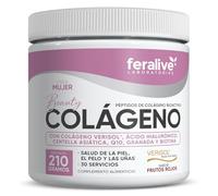 Feralive Laboratories Colágeno Beauty 210g Sabor Frutos Rojos - Péptidos Bioactivos + Verisol® + Centella Asiática + Q10 - Suplemento para Piel, Pelo y Uñas Saludables