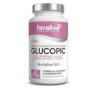 Feralive Laboratories Glucopic 60 Cápsulas - Reduline360® con Berberina y Morera Blanca, Té Verde, Alcachofa, Canela, Cardo Mariano - Regulación de Glucosa, Control de Peso y Metabolismo Energético