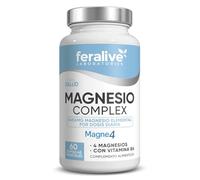 Feralive Laboratories Magnesio Complex 60 Cápsulas - Magne4 (4 Sales de Magnesio) + Vitamina B6 - Suplemento para Relajación, Sueño y Función Muscular Integral