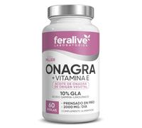 Feralive Laboratories Onagra + Vitamina E 60 Perlas - Aceite de Onagra con 10% GLA (Omega 6) - Suplemento para Ciclo Menstrual, Piel, SPM y Bienestar Femenino