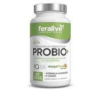 Feralive Laboratories PROBIO+ 60 Cápsulas - Megaflora 9 Evo® + L-Glutamina Kyowa® - Suplemento Probiótico para Flora Intestinal, Digestión y Salud Gastrointestinal