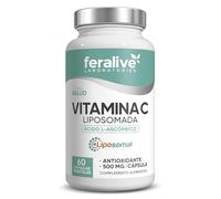 Feralive Laboratories Vitamina C Liposomada 500 mg 60 Cápsulas - Ácido L-Ascórbico Liposomal Alta Potencia - Suplemento para Sistema Inmunitario, Cansancio y Fatiga, Salud de Piel y Huesos