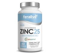 Feralive Laboratories Zinc 25 Liposomado 60 Cápsulas - Bisglicinato de Zinc 25 mg de Alta Absorción - Suplemento para Sistema Inmunitario, Función Cognitiva, Fertilidad, Piel y Testosterona