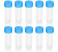 FERCAISH 10 tubos de muestra con tapa de rosca azul, tubo de muestra de 30 ml, tubos de orina desechables, tubos de ensayo de plástico para laboratorio y hospital