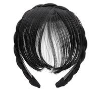 FERCAISH Diadema de cabello sintético con flequillo frontal, para mujeres y niñas (negro)