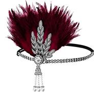 FERCAISH Diadema flapper de los años 20, diadema de cristal de los años 20, accesorios para el cabello de Gatsby para mujer, Rojo -, Talla única