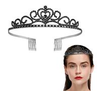 FERCAISH Tiara de cristal con peine para el pelo, Corona Nupcial Princesas, Diadema para boda, fiesta de cumpleaños, boda, desfile de graduación, color negro, 11,9*3.2cm, Diamante falso, Brillantes.