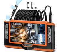 Ferdiiz 7" IPS Cámara Endoscópica Doble Lente con Linterna, Endoscopio Camara de Inspeccion HD 1920P IP68 Impermeable, 8+1 Leds Ajustables para Inspección Automotriz/Fontanería/Mecánica (16,4FT/5M)