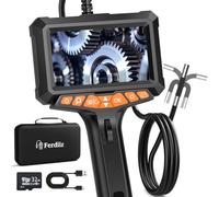 Ferdiiz Camara Endoscopica 1080P con Cabeza Móvil, Pantalla LCD 5", Luz, Endoscopio Camara de Inspeccion Giratoria 270°, IP67 Camara Inspeccion Tuberias 8mm para canaletas con Tarjeta SD 32GB (1M)