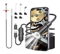 Ferdiiz Camara Endoscopica con Luz, 1920P HD Endoscopio Camara de Inspeccion para Móvil con 8 LEDs, Cáble Semirrígido de 5m, Limpiador de Desagües Espiral de 160cm,Pinza de Garras para Alcantarillados