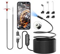 Ferdiiz Cámara endoscópica con luz, HD 1920P Endoscopio Camara de Inspeccion 5 M, IP67 con 8 Leds, Espiral de Limpieza de desagües de 160 cm, Espiral para Limpieza de Tuberías y Aalcantarillas