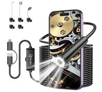 Ferdiiz Endoscopio 1920P HD IP67 Lente con 8 Luces LED Ajustables, Camara Endoscopica Sin WiFi para Android y iOS, Cámara de Inspección Cable Semi-Rígido (32,8 FT/10M)