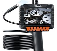 Ferdiiz Endoscopio Camara de Inspeccion 1920P HD con Luz, Zoom 3X Camara Inspeccion Tuberias con Pantalla de 4,3 Pulgadas, IP67, 8 LEDs Ajustables, Cable Semirrígido 5M para Automóvil/Fontanería/Hogar