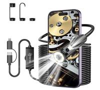 Ferdiiz Endoscopio Industrial de Doble Lente 1920P HD IP67 con 8+1 Luces LED Ajustables, Camara Endoscopica Sin WiFi para Android y iOS, Cámara de Inspección Cable Semi-Rígido (32,8 FT/10M)