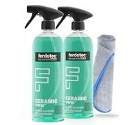 FERDOTEC Ceramic View - Limpiador de cristales para coche (2 x 750 ml) - Juego 2 en 1 para el cuidado del coche, paño de microfibra y limpiacristales, incluye sellador - para parabrisas de coche sin