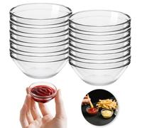 Ferenando 10 Piezas Mini Cuencos Aperitivos, Ø 6 cm 45ml Cuencos de Cristal Pequeños, Redondo Platos para Aperitivos, Platitos Pequeños de Cristal para Salsas Postres Snacks Frutas Sushi