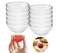 Ferenando 10 Piezas Mini Cuencos Aperitivos, Ø 7.5 cm 75ml Cuencos de Cristal Pequeños, Redondo Platos para Aperitivos, Platitos Pequeños de Cristal para Salsas Postres Snacks Frutas Sushi